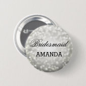 Brautjungfern-Bevorzugungs-Silber-Glitzer-Lichter Button (Vorne & Hinten)