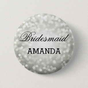 Brautjungfern-Bevorzugungs-Silber-Glitzer-Lichter Button