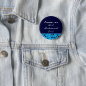 Brautjungfern-blauer Leopard-individueller Name Button (Beispiel)