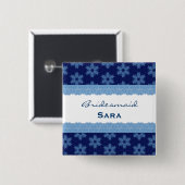 Brautjungfern-blaues Blumenmuster und Spitze H909G Button (Vorne & Hinten)