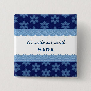 Brautjungfern-blaues Blumenmuster und Spitze H909G Button