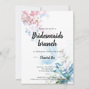 Brautjungfern-Brunch-Einladung in Rosa und Blau Einladung