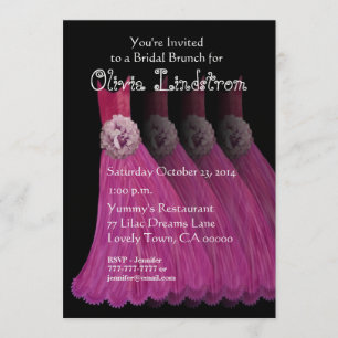 Brautjungfern-Brunch-Rosa kleidet metallisches Einladung