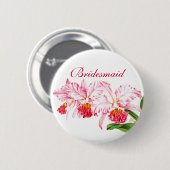 Brautjungfern-Button mit rosa Orchideen Button (Vorne & Hinten)
