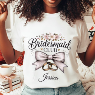 Brautjungfern Club Kokette Florale Schleife Hochze Tri-Blend Shirt