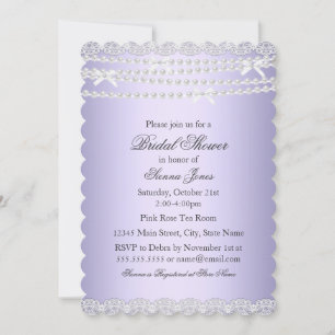 Brautjungfern-Einladung Lace & Pearl Purple Einladung