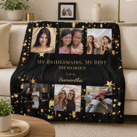 Brautjungfern-Foto-Collage schwarze goldene Erinne