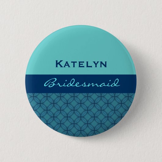 Brautjungfern-Hochzeits-Button-Aqua blaues Button (Vorderseite)