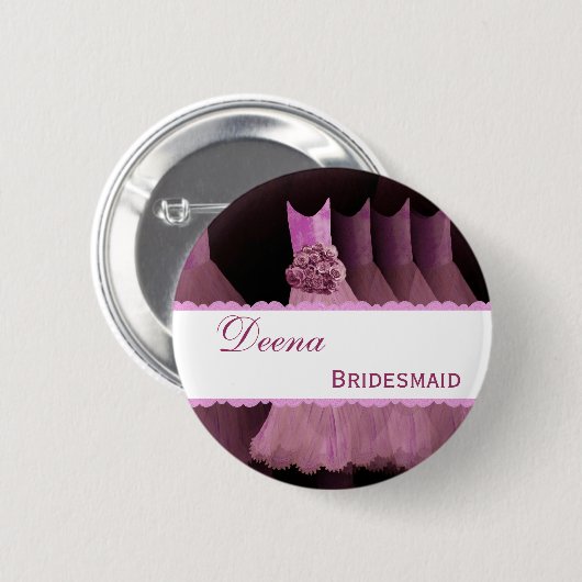 BRAUTJUNGFERN-Identifikations-Knopf TPink Button (Vorne & Hinten)