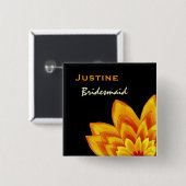 Brautjungfern-Knopf-warme orange Blumen-Hochzeit Button (Vorne & Hinten)