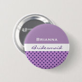 Brautjungfern-lila Polka-Punkte V05 Button (Vorne & Hinten)