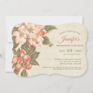 Brautjungfern-Lunch-Einladung im Vintage-Apfelblüt Save The Date