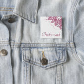 Brautjungfern-malvenfarbener Blumenstrauß-Knopf Button (Beispiel)