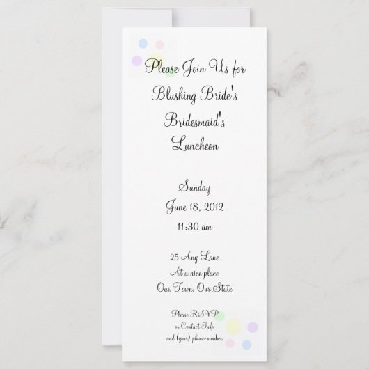 Brautjungfern-Mittagessen - Kleider Einladung (Rückseite)