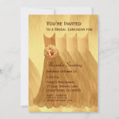 Brautjungfern-Mittagessen-oder Brunch-Goldkleider Einladung (Vorderseite)