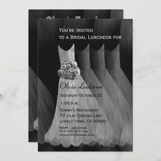 Brautjungfern-Mittagessen-oder Brunch-silbernes Einladung (Vorne/Hinten)