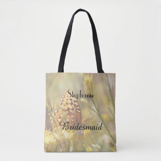 Brautjungfern-personalisierte Tasche, gelber Tasche (Vorderseite)