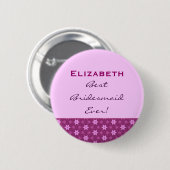 Brautjungfern-Petite Rosa hat individuellen Namen Button (Vorne & Hinten)