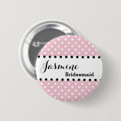 Brautjungfern-Polka-Punkte, die Party V02 ROSA Button (Vorne & Hinten)