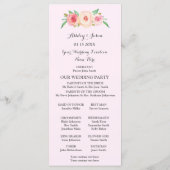 Brautjungfern-Rosa-Grünes-Blumen-Hochzeitsprogramm Programm (Rückseite)