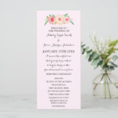Brautjungfern-Rosa-Grünes-Blumen-Hochzeitsprogramm Programm (Stehend Vorderseite)