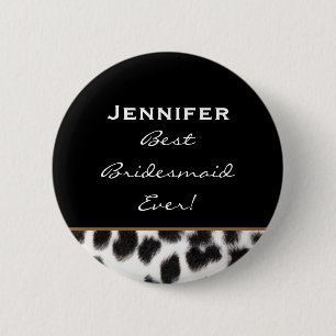 Brautjungfern-Schwarz-weißer Leopard-individuelle Button
