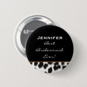 Brautjungfern-Schwarz-weißer Leopard-individueller Button (Vorne & Hinten)