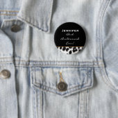 Brautjungfern-Schwarz-weißer Leopard-individueller Button (Beispiel)