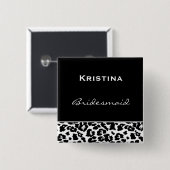 Brautjungfern-Schwarz-weißer moderner Leopard Z001 Button (Vorne & Hinten)