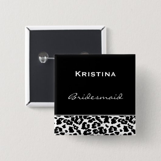 Brautjungfern-Schwarz-weißer moderner Leopard Z001 Button (Vorne & Hinten)