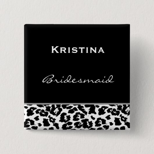 Brautjungfern-Schwarz-weißer moderner Leopard Z001 Button (Vorderseite)
