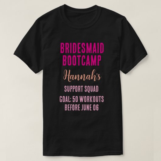 Brautjungfern-Stiefelcamp T-Shirt (Design vorne)