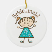 Brautjungfern-Strichfigur-Mädchen-Blau Keramik Ornament (Vorne)