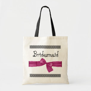 Brautjungfern-Tasche - rosa Imitat-Bogen und Tragetasche