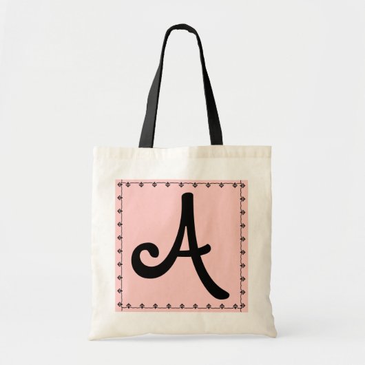 Brautjungfern-Tasche - SCHWARZER Monogramm ROSA Tragetasche (Vorne)