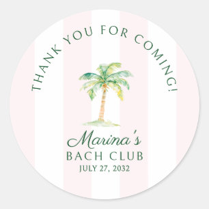 Brautjungfernaabend Danke Pink Stripes Beach Club Runder Aufkleber