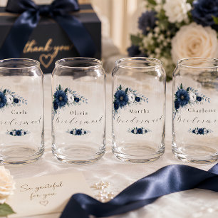 Brautjungferngeschenk in Marineblau und staubigem  Dosenglas