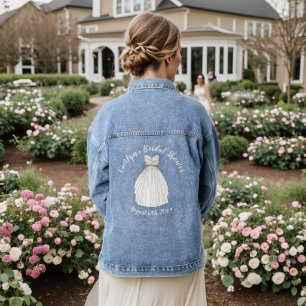 Brautjungfernparty Brautkleid Mittelpunkt Braut Jeansjacke