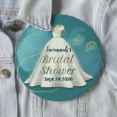 Brautjungfernparty Brautkleid Tief Türkis Gold Gli Button (Beispiel)