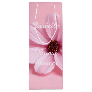 Brautjungfernparty-Skript-Design mit Blush Cosmos Geschenktüte Für Weinflaschen