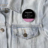 Brautjungferrosa Zebra-individueller Name Button (Beispiel)