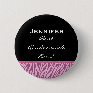 Brautjungferrosa Zebra-individueller Name Button