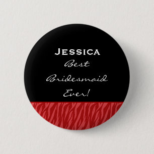 Brautjungferroter Schwarz-weißer Button
