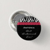 BrautjungferSchwarz-weißer roter Zebra V7 Button (Vorne & Hinten)