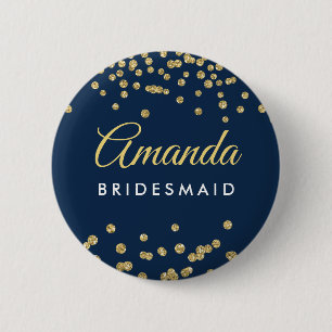 Brautjungfrau für Gold Imitats Glitzer Confetti N Button