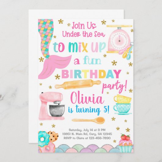 Brautjungfrau & Kochbäckerin Geburtstagseinladung. Einladung (Vorne/Hinten)