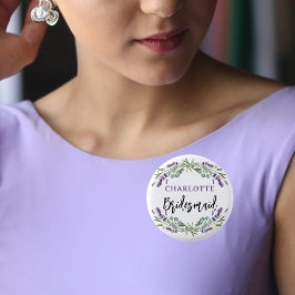 Brautjungfrau Violett Eukalyptus Hochzeit Button