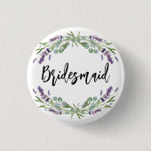 Brautjungfrau Violett Eukalyptus Hochzeit Button (Vorderseite)