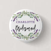 Brautjungfrau Violett Eukalyptus Hochzeit Button (Vorderseite)