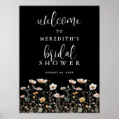 Brautjunggesellinnenabschied mit schwarzen Wildblu Poster (Vorne)